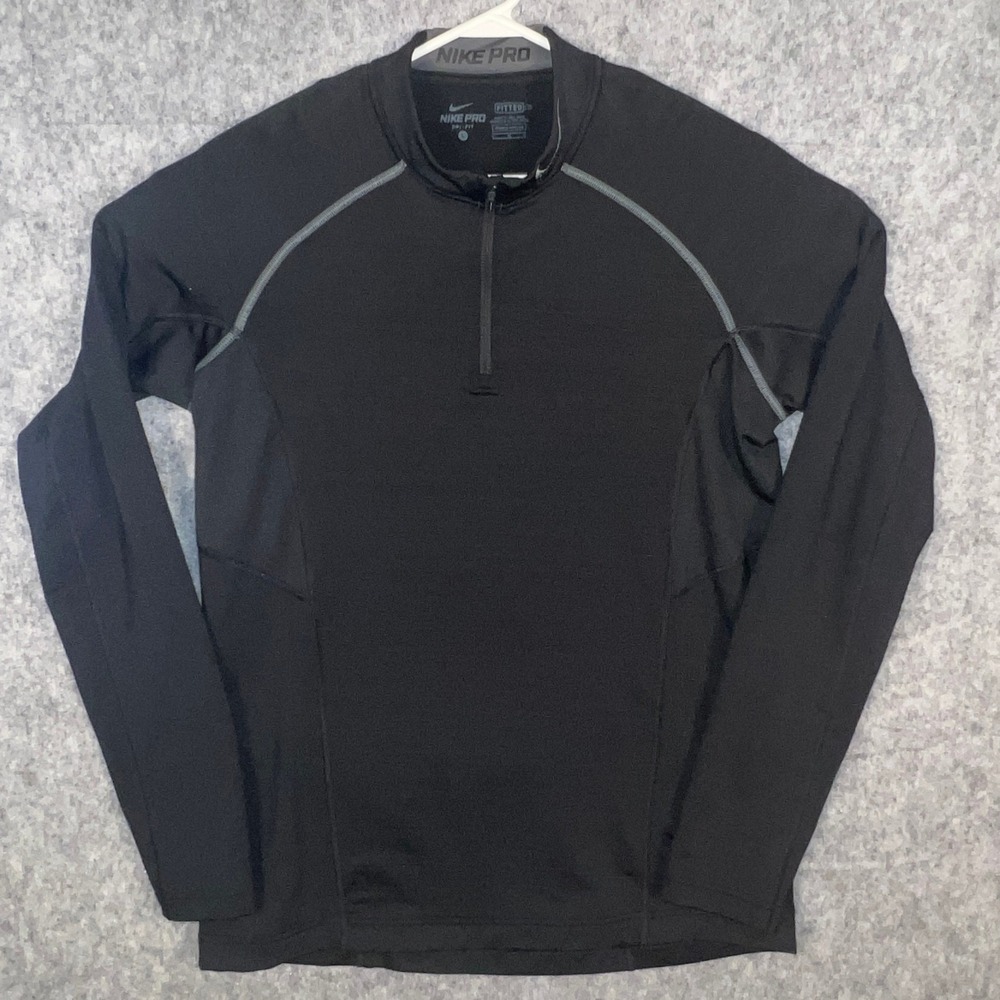 Nike Pro Dri-FIT Men's Fitted Quarter Zip Long Sleeve Training Top Black Large